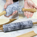 16.14 inch Marble Rolling Pin with Wooden Handles For Easy Grip And Includes Wooden Cradle